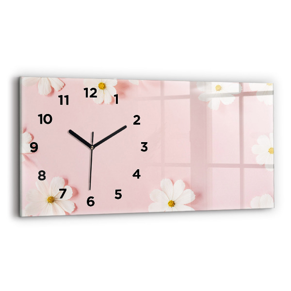Horizontal wall clock Daisy flowers