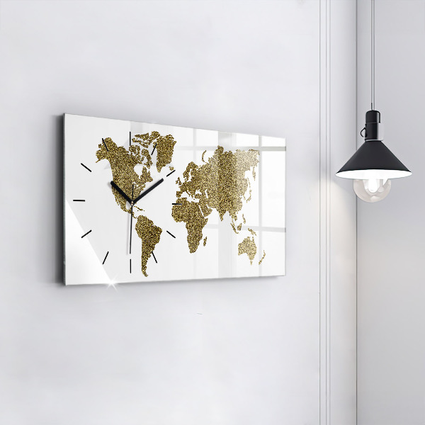 Horizontal wall clock World map