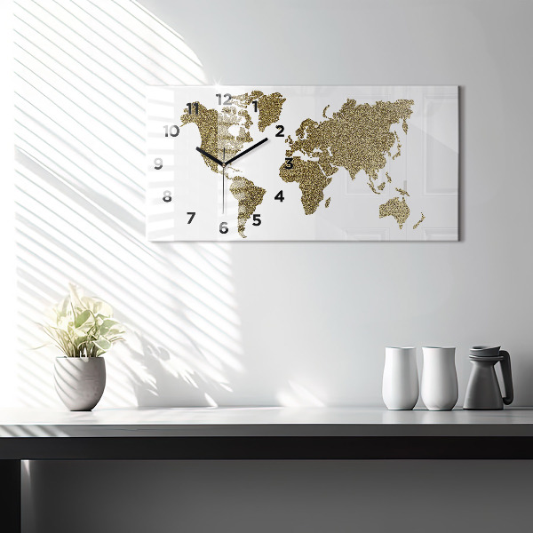 Horizontal wall clock World map