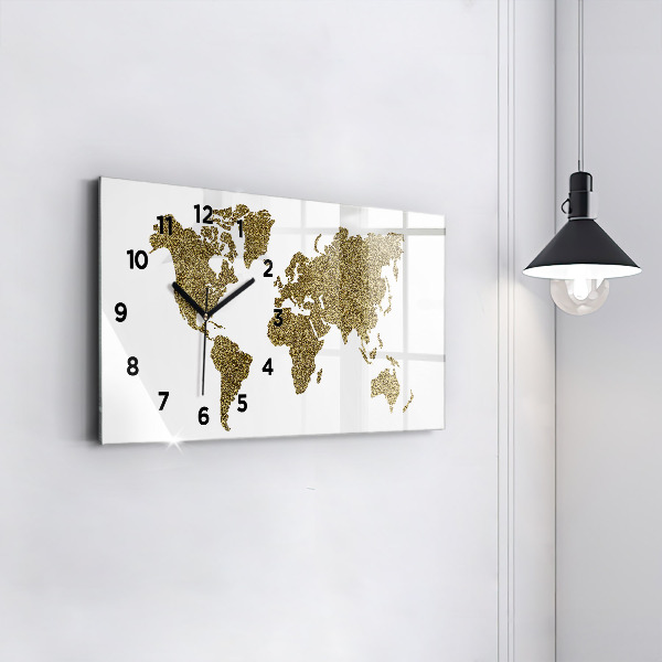 Horizontal wall clock World map