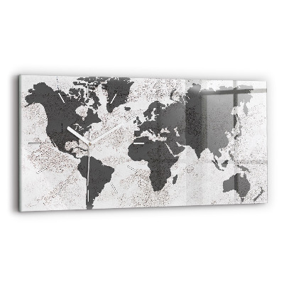 Horizontal wall clock World map concrete