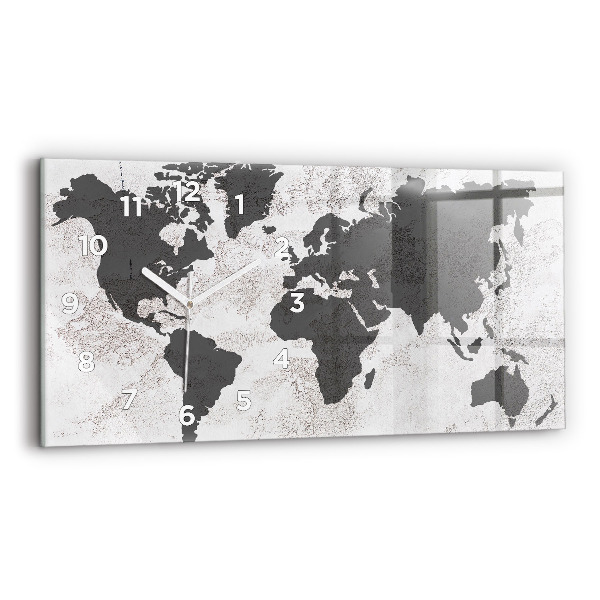 Horizontal wall clock World map concrete