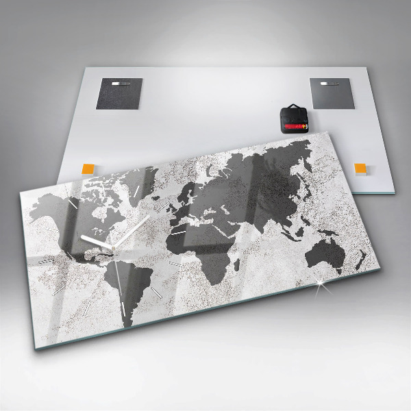 Horizontal wall clock World map concrete