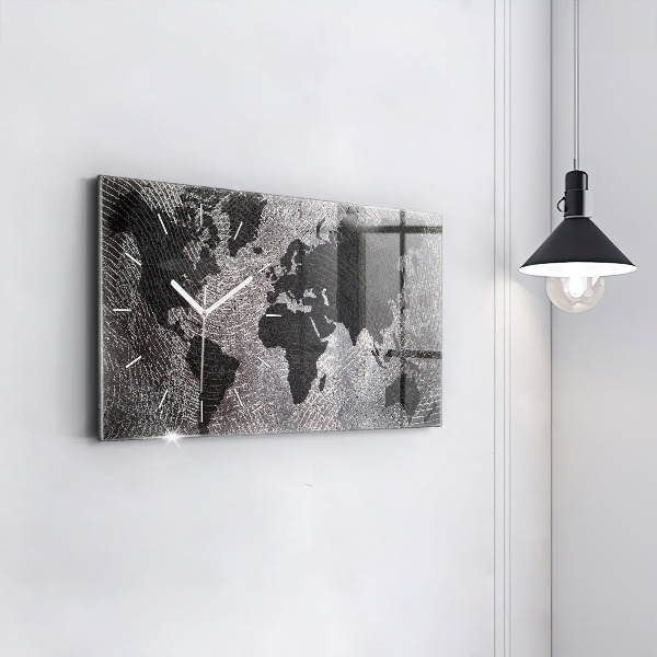 Horizontal wall clock World map concrete