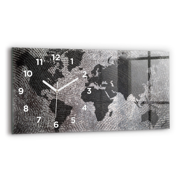Horizontal wall clock World map concrete