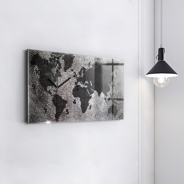 Horizontal wall clock World map concrete