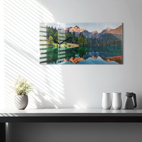 Horizontal wall clock Lake landscape