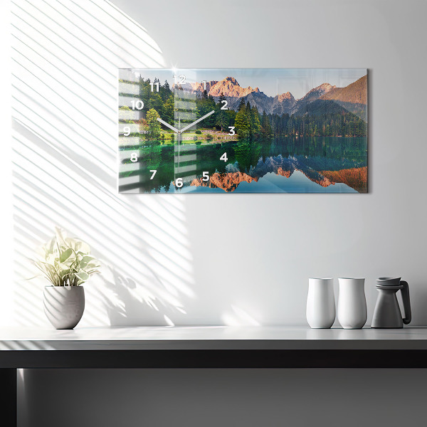 Horizontal wall clock Lake landscape
