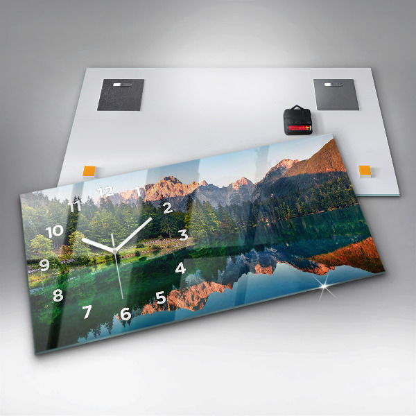Horizontal wall clock Lake landscape