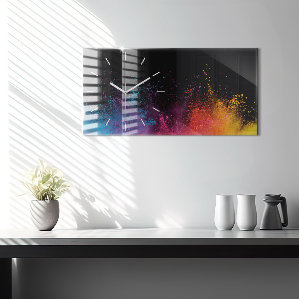 Horizontal wall clock Explosion of colors
