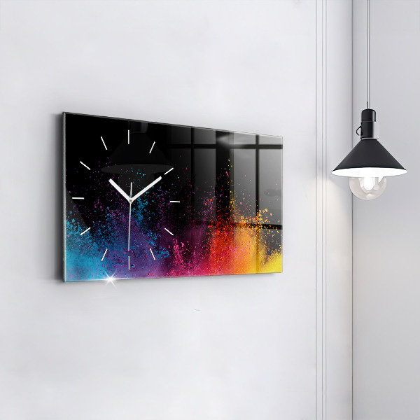 Horizontal wall clock Explosion of colors