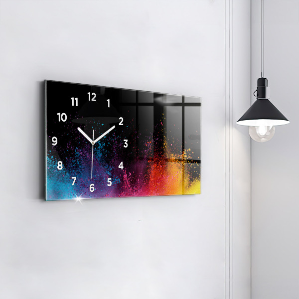 Horizontal wall clock Explosion of colors
