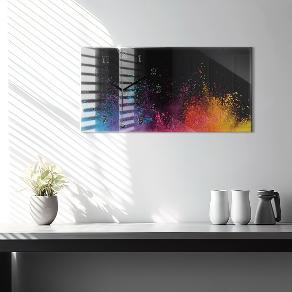 Horizontal wall clock Explosion of colors
