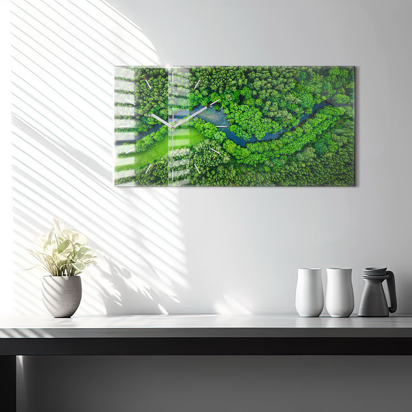 Horizontal wall clock River in the forest