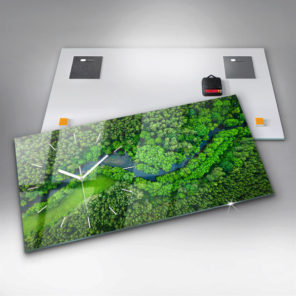 Horizontal wall clock River in the forest