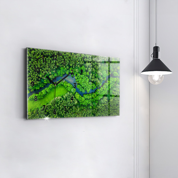 Horizontal wall clock River in the forest
