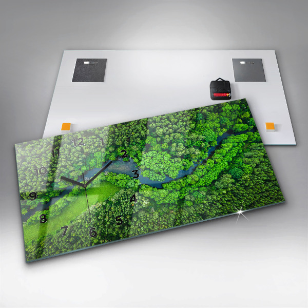 Horizontal wall clock River in the forest