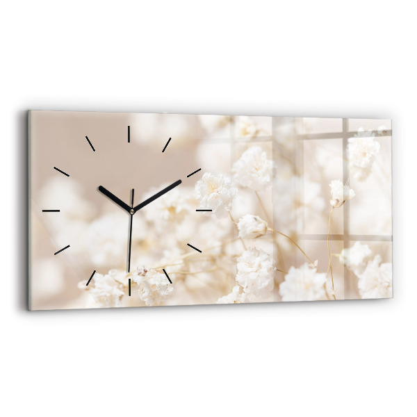 Horizontal wall clock Small white flowers