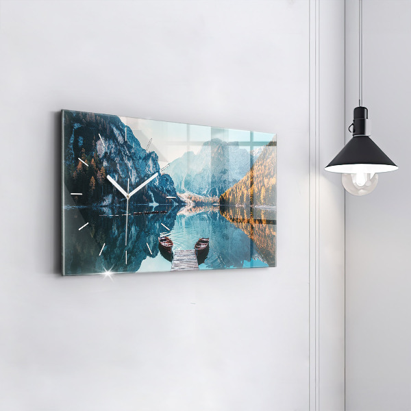 Horizontal wall clock Boats on the lake