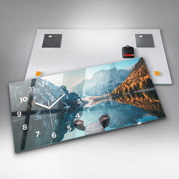 Horizontal wall clock Boats on the lake