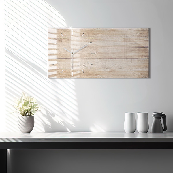 Horizontal wall clock Wooden texture