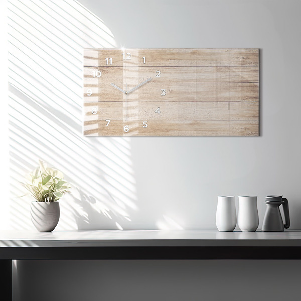 Horizontal wall clock Wooden texture