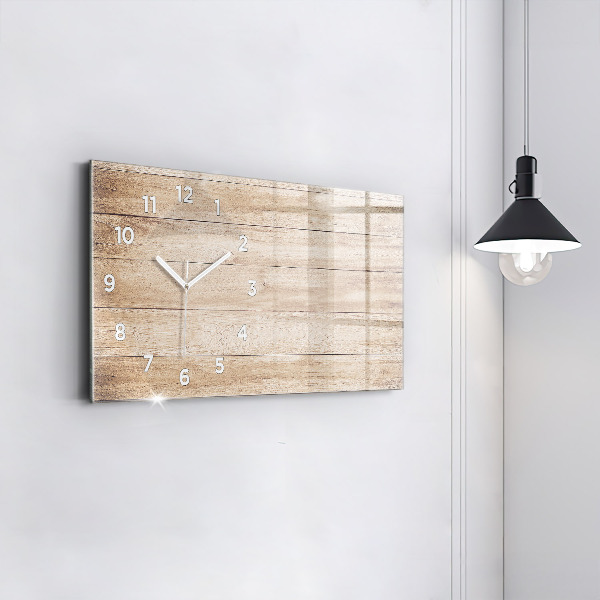 Horizontal wall clock Wooden texture
