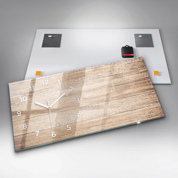 Horizontal wall clock Wooden texture