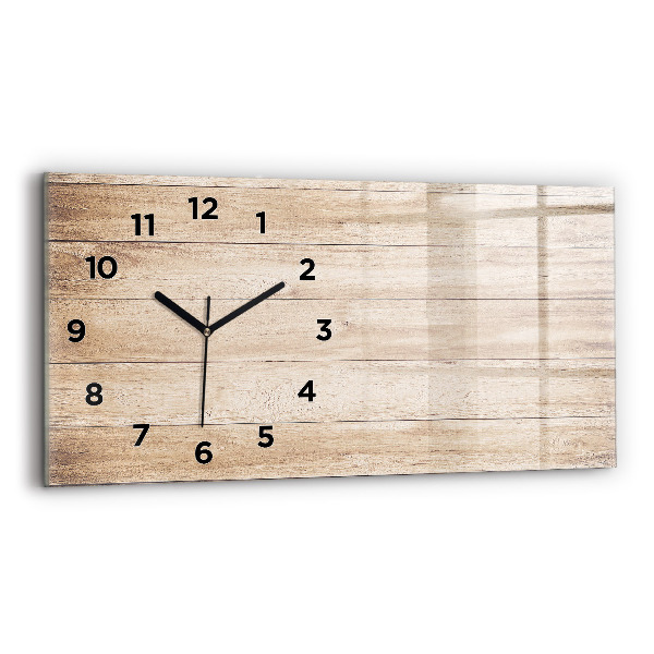 Horizontal wall clock Wooden texture