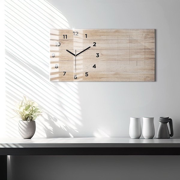 Horizontal wall clock Wooden texture