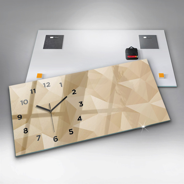 Horizontal wall clock Triangles abstract