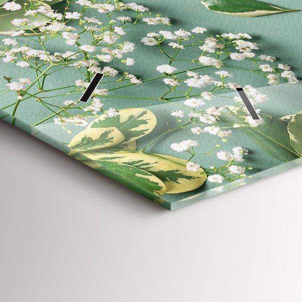 Horizontal wall clock Delicate flowers