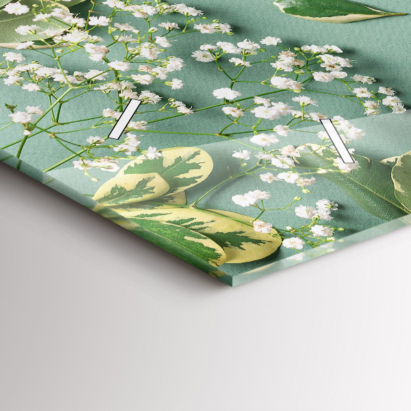 Horizontal wall clock Delicate flowers