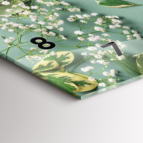 Horizontal wall clock Delicate flowers