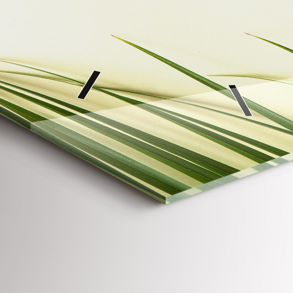 Horizontal wall clock Monstera leaves