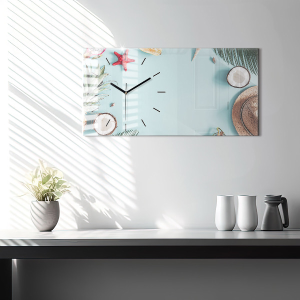 Horizontal wall clock Summer composition
