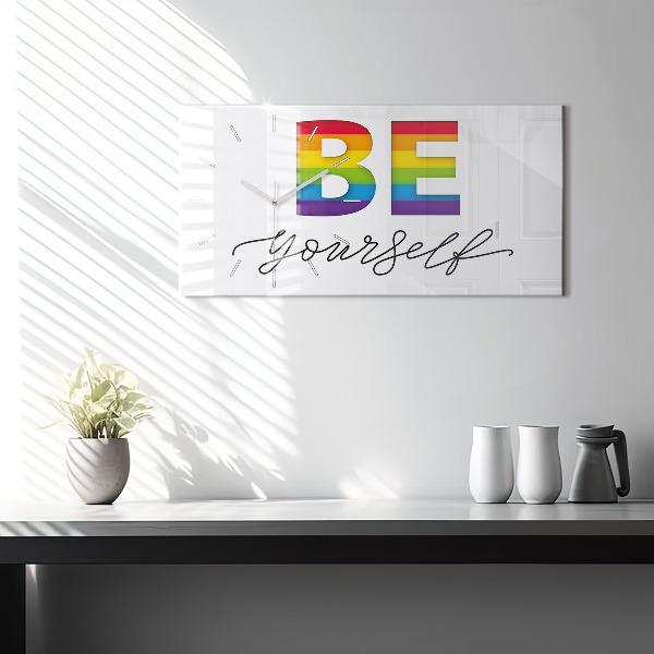 Horizontal wall clock The inscription be yourself