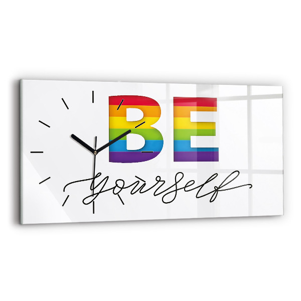 Horizontal wall clock The inscription be yourself
