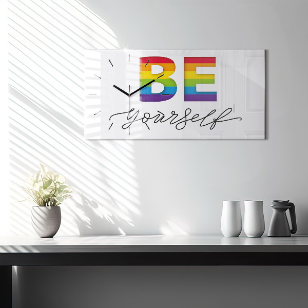 Horizontal wall clock The inscription be yourself