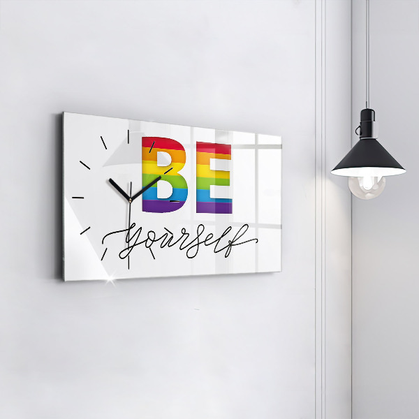 Horizontal wall clock The inscription be yourself