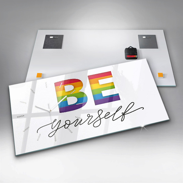 Horizontal wall clock The inscription be yourself