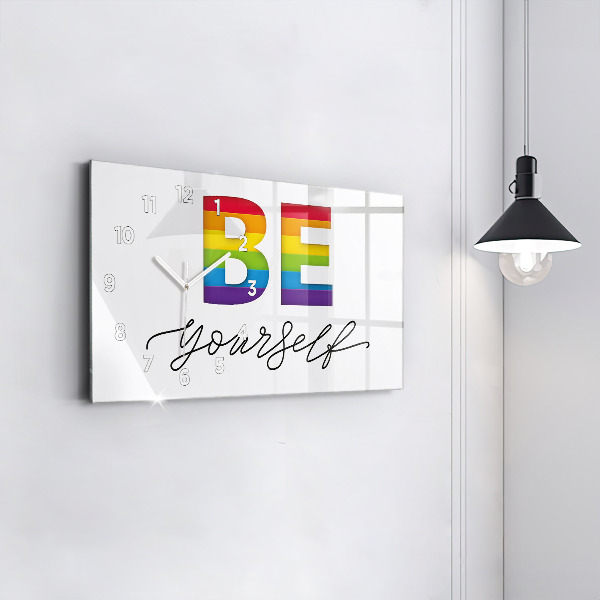 Horizontal wall clock The inscription be yourself
