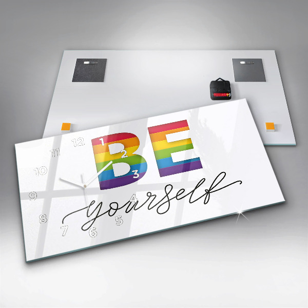 Horizontal wall clock The inscription be yourself
