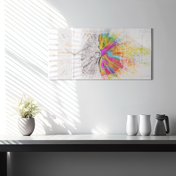 Horizontal wall clock Abstraction brain