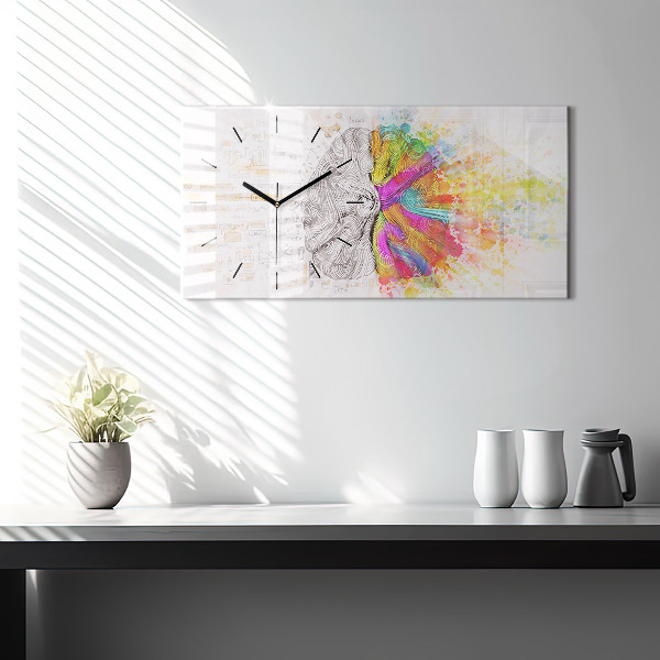 Horizontal wall clock Abstraction brain