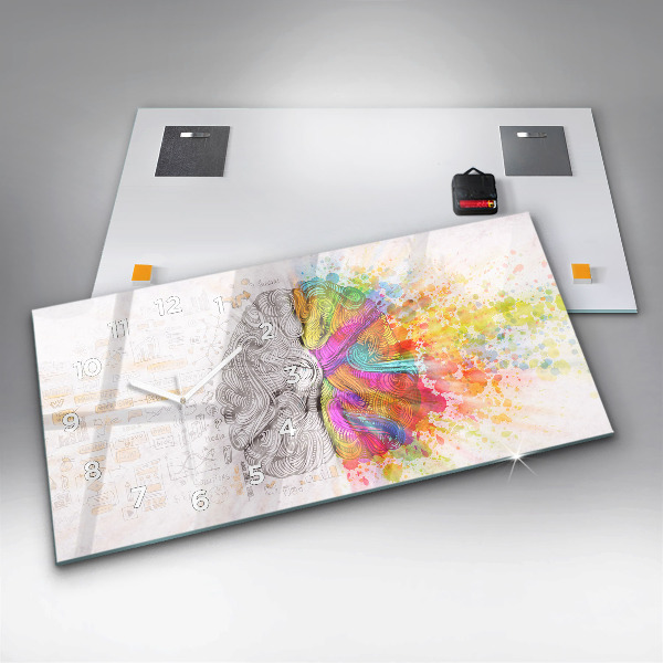 Horizontal wall clock Abstraction brain