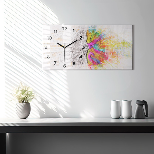 Horizontal wall clock Abstraction brain