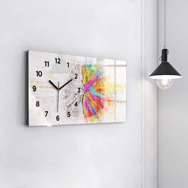 Horizontal wall clock Abstraction brain