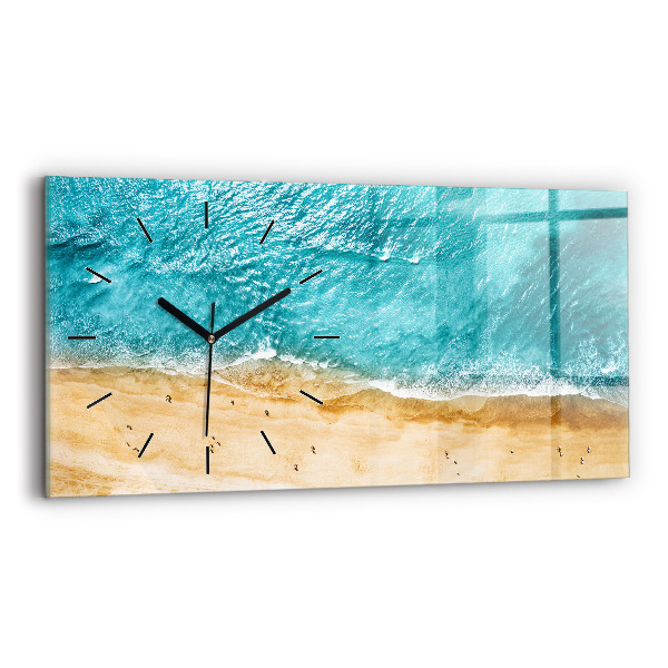 Horizontal wall clock sea beach people