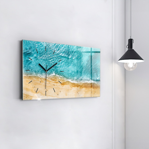 Horizontal wall clock sea beach people